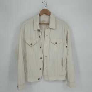 ABLE White Denim Jacket Women’s L 100% Cotton Button Front Jean Jacket